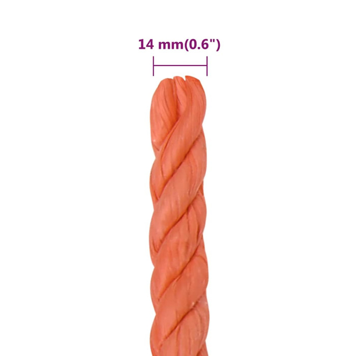 Delovna vrv oranžna 14 mm 50 m polipropilen